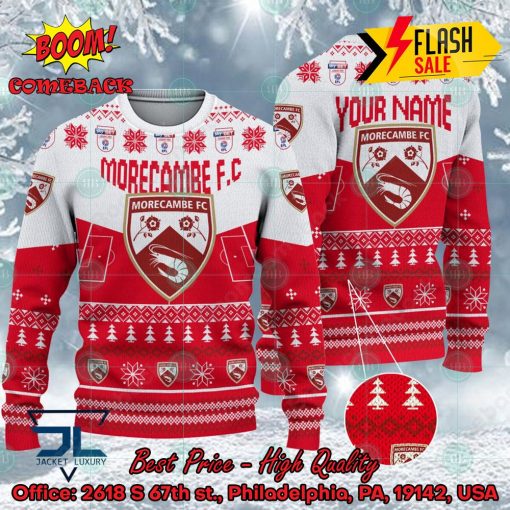 Morecambe FC Big Logo Personalized Name Ugly Christmas Sweater