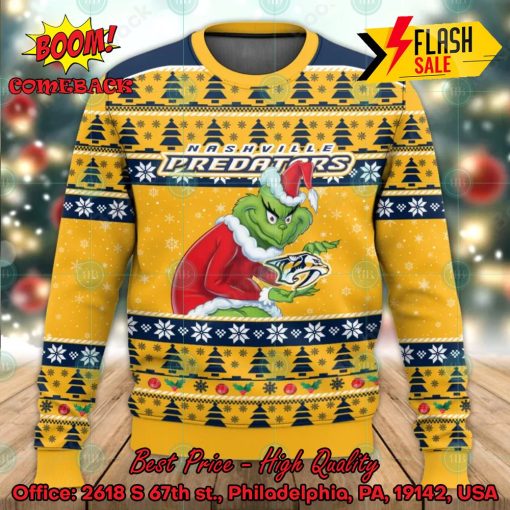 Nashville Predators Sneaky Grinch Ugly Christmas Sweater
