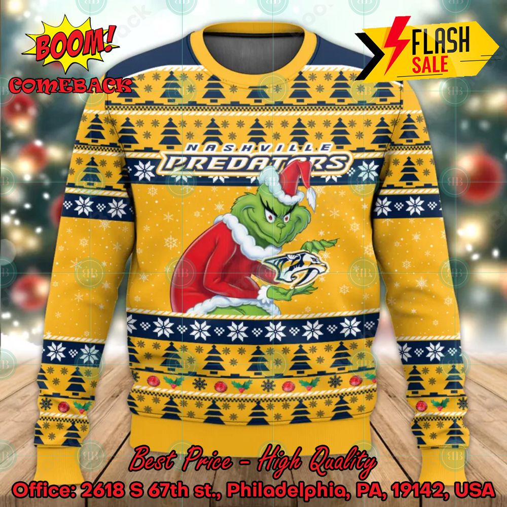 nashville predators sneaky grinch ugly christmas sweater 1 3qqFp