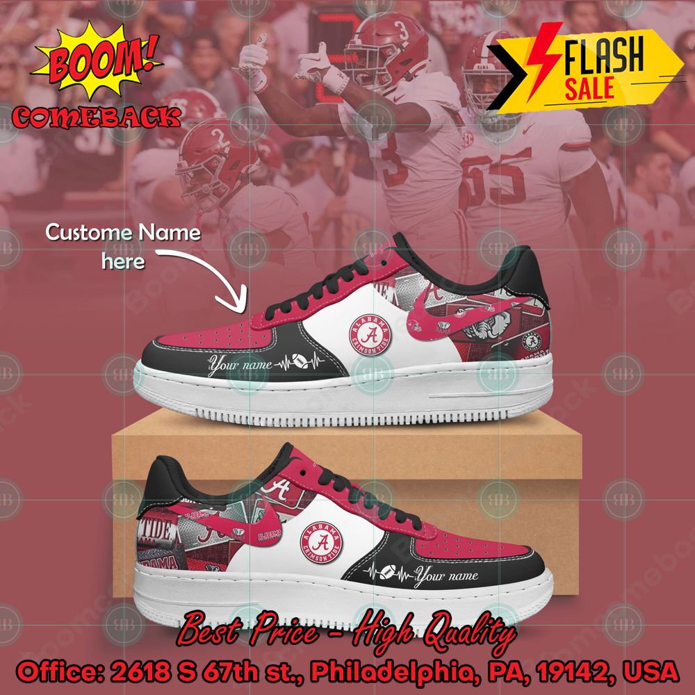 NCAA Alabama Crimson Tide Personalized Name Nike Air Force Sneakers