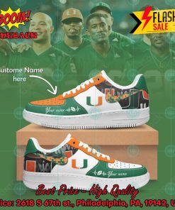 NCAA Miami Hurricanes Personalized Name Nike Air Force Sneakers