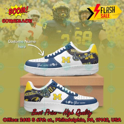NCAA Michigan Wolverines Personalized Name Nike Air Force Sneakers