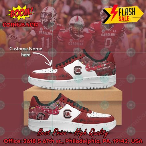 NCAA South Carolina Gamecocks Personalized Name Nike Air Force Sneakers