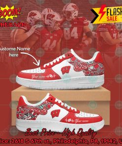 NCAA Wisconsin Badgers Personalized Name Nike Air Force Sneakers