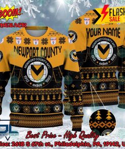 Newport County AFC Big Logo Personalized Name Ugly Christmas Sweater