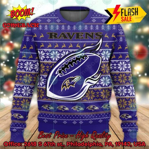 NFL Baltimore Ravens Ball Flame Ugly Christmas Sweater