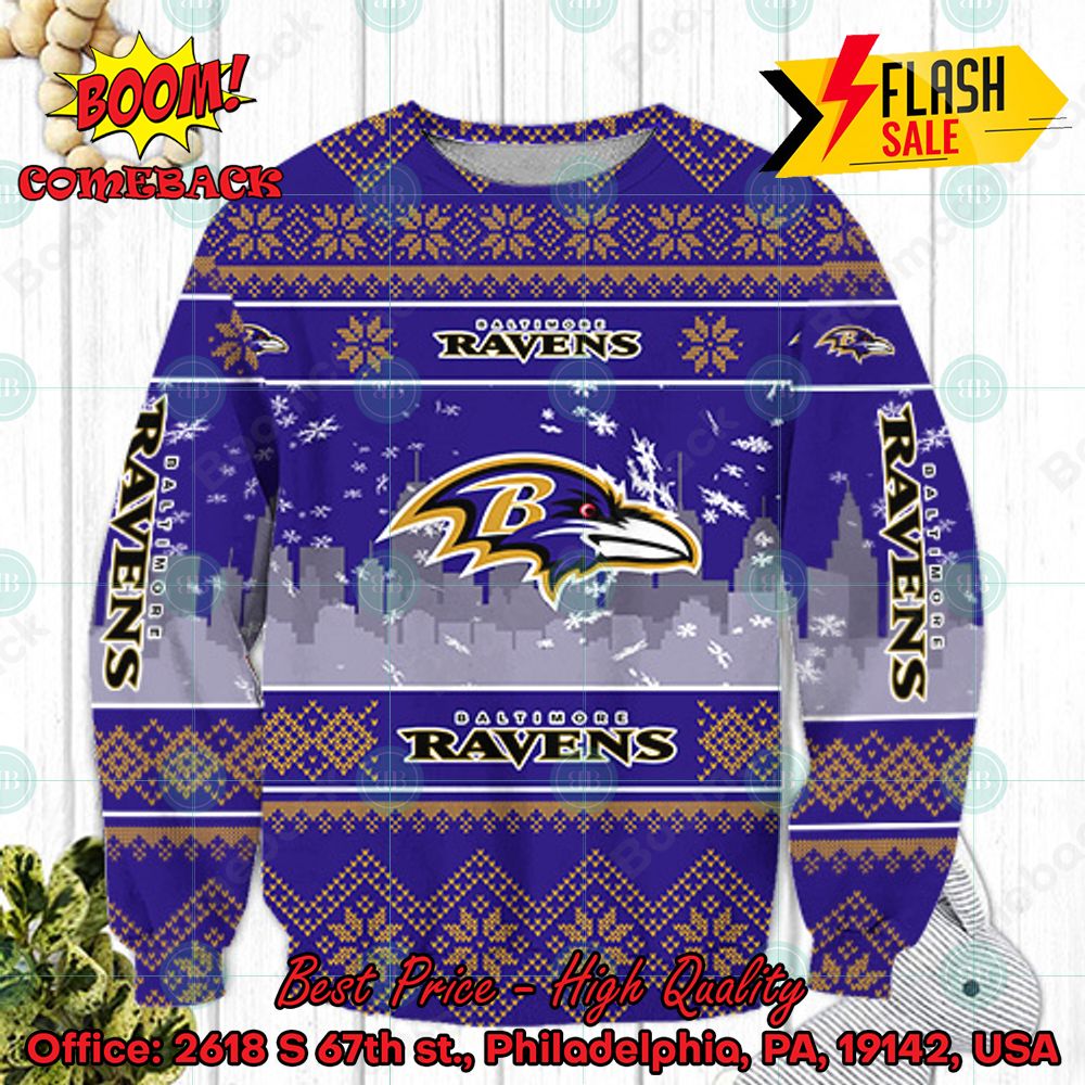 NFL Baltimore Ravens Big Logo Ugly Christmas Sweater