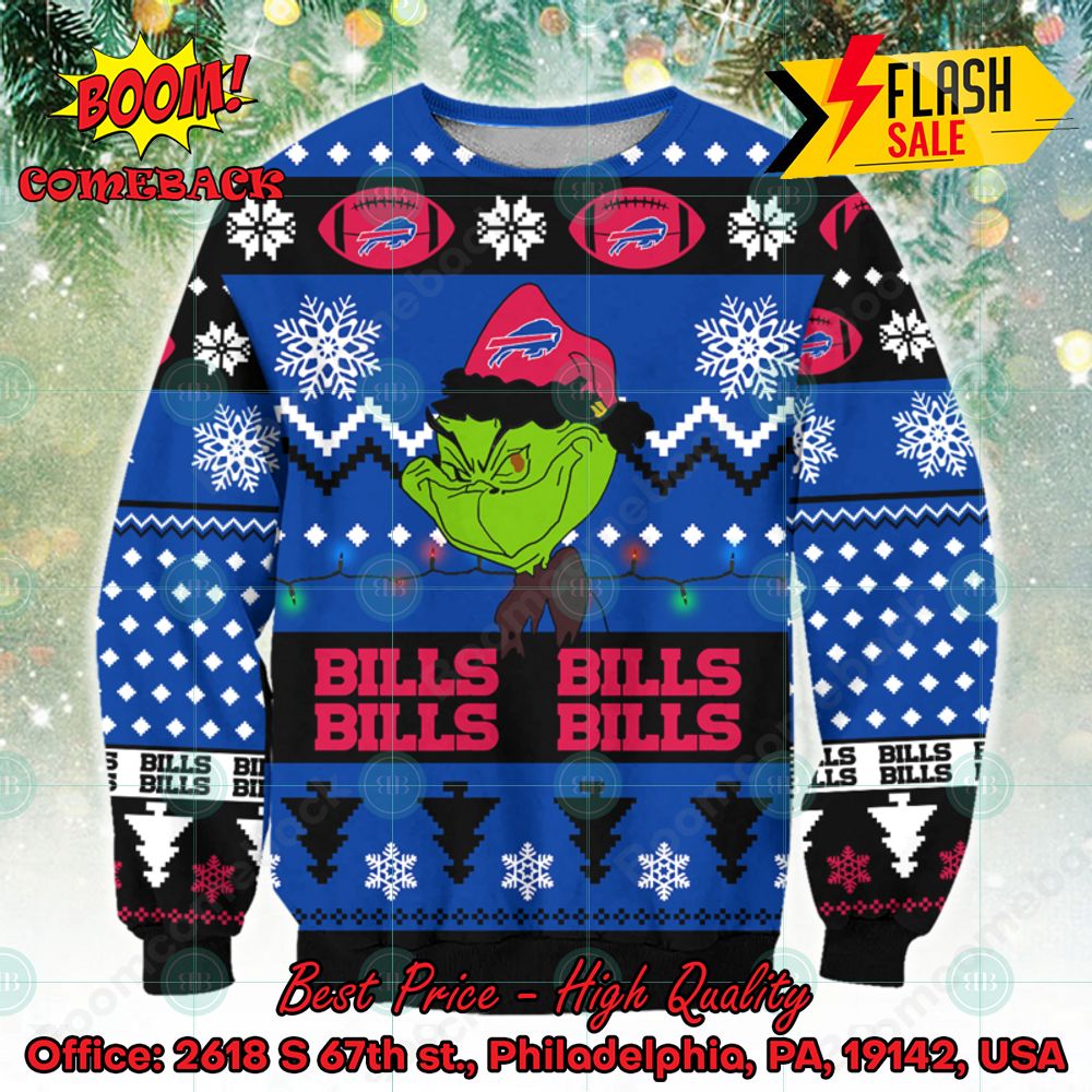 NFL Buffalo Bills Grinch Cunningly Smile Ugly Christmas Sweater
