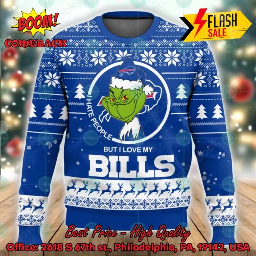 NFL Buffalo Bills Grinch I Hate People But I Love My Bills Ugly Christmas Sweater