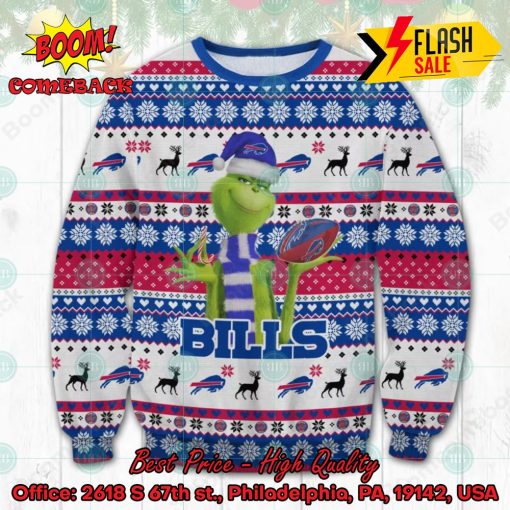 NFL Buffalo Bills Grinch Santa Hat Ugly Christmas Sweater