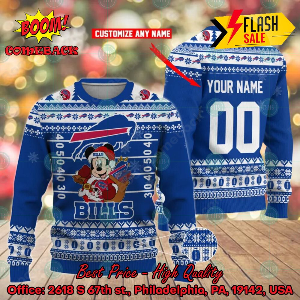 NFL Buffalo Bills Mickey Mouse Personalized Ugly Christmas Sweater