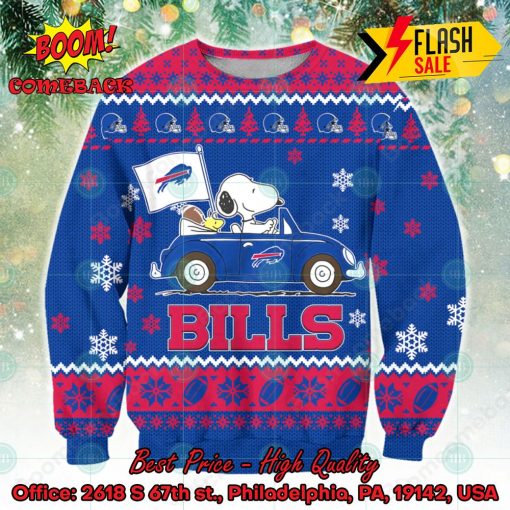 NFL Buffalo Bills Snoopy Driving Car Ugly Christmas Sweater