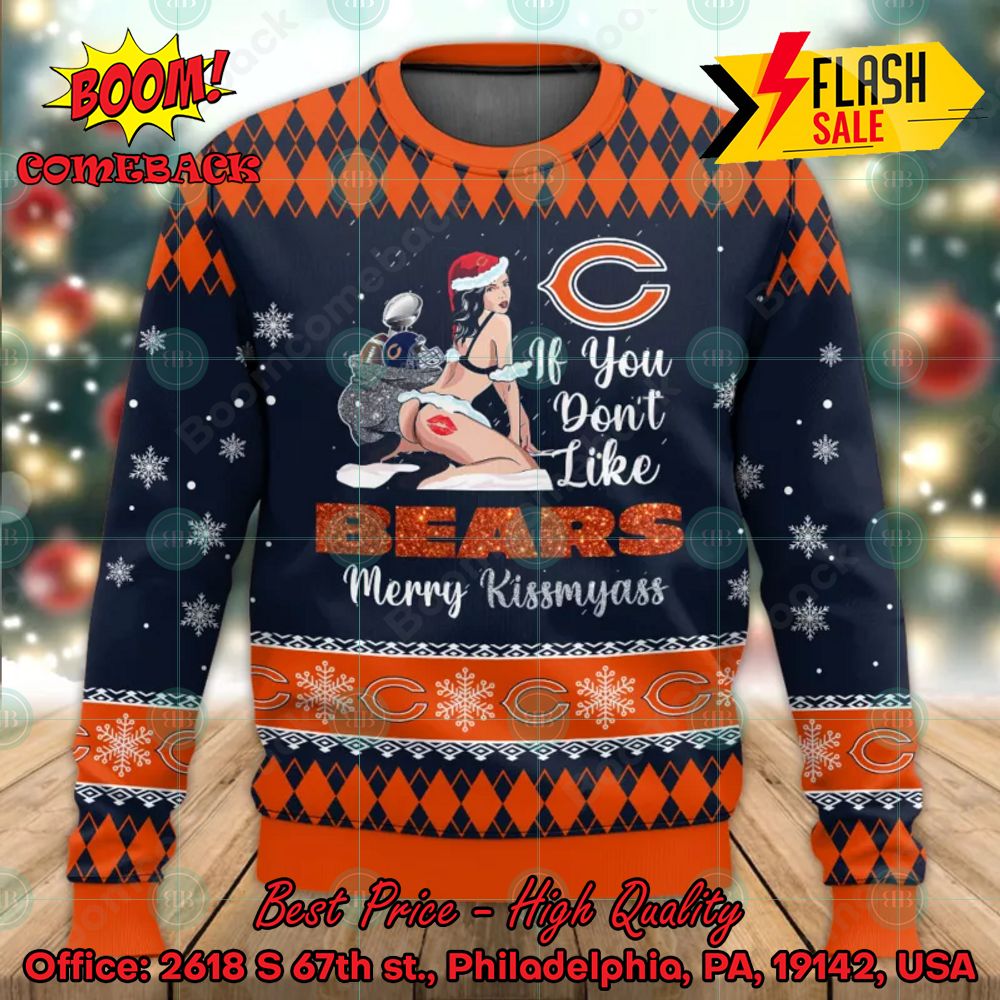 NFL Chicago Bears Sexy Girl Merry Kissmyass Ugly Christmas Sweater