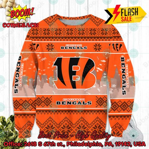 NFL Cincinnati Bengals Big Logo Ugly Christmas Sweater