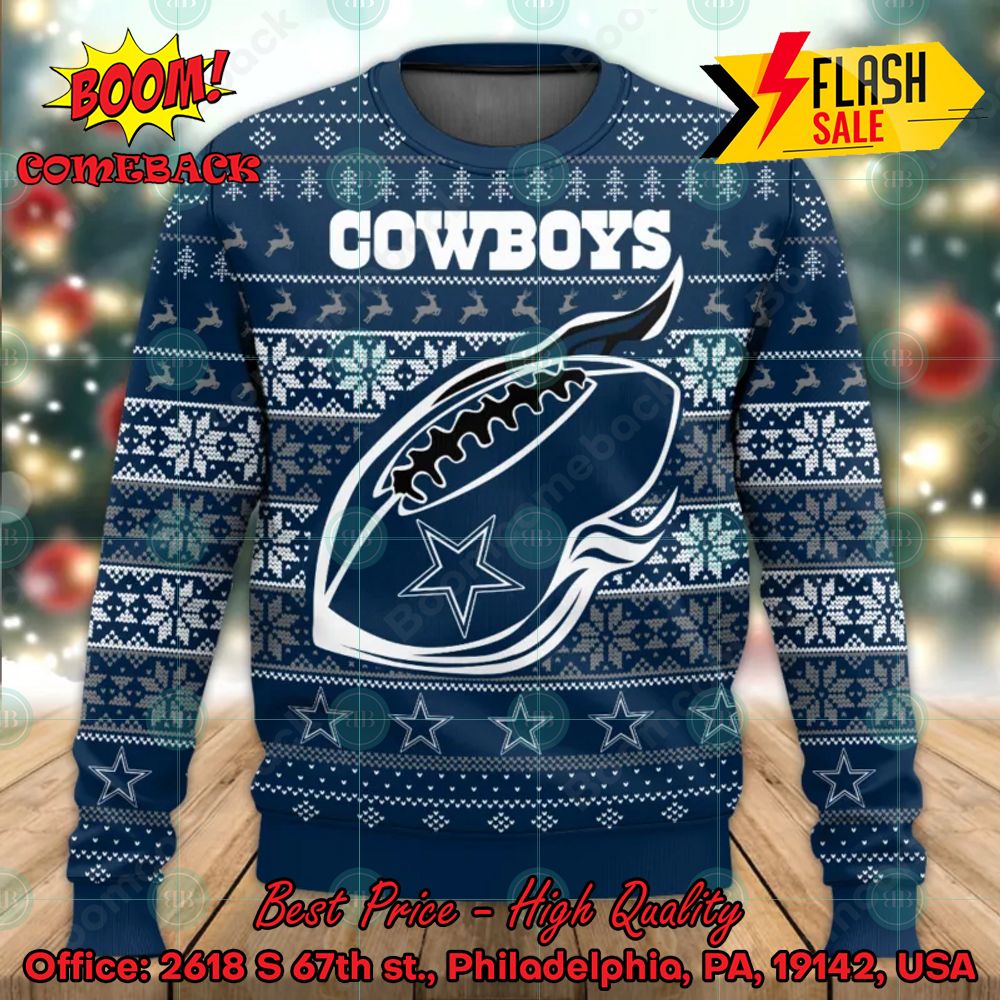 NFL Dallas Cowboys Ball Flame Ugly Christmas Sweater