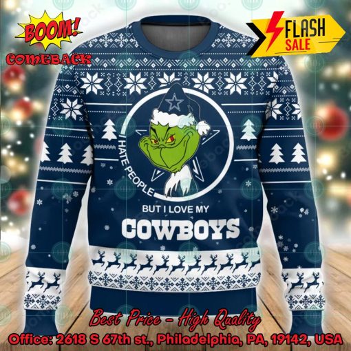 NFL Dallas Cowboys Grinch I Hate People But I Love My Cowboys Ugly Christmas Sweater