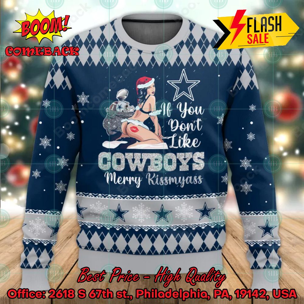 NFL Dallas Cowboys Sexy Girl Merry Kissmyass Ugly Christmas Sweater