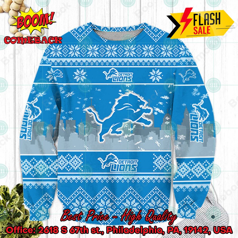 NFL Detroit Lions Big Logo Ugly Christmas Sweater