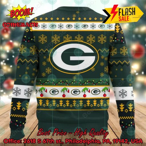 NFL Green Bay Packers Grinch Hand My Packers Stole My Heart Ugly Christmas Sweater