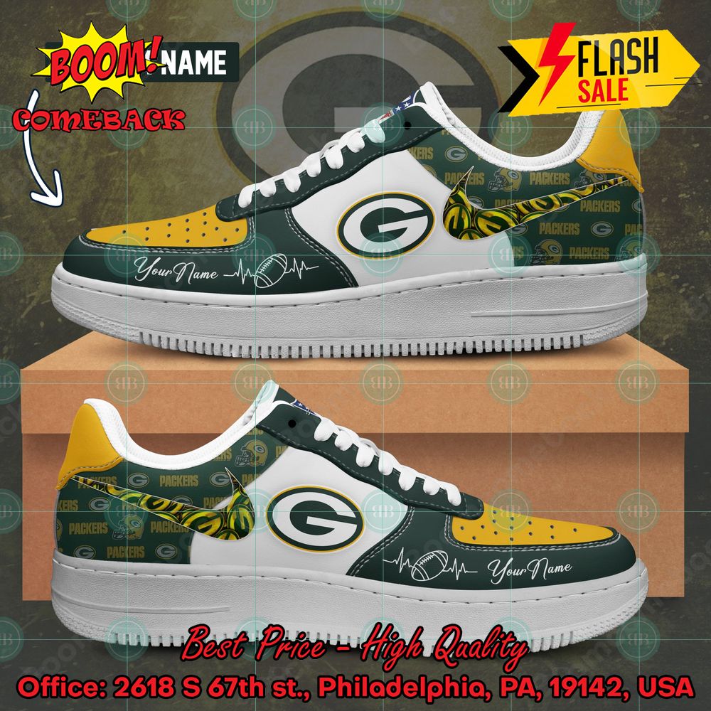 NFL Green Bay Packers Personalized Name Nike Air Force Sneakers