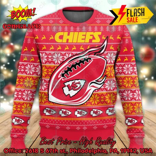 NFL Kansas City Chiefs Ball Flame Ugly Christmas Sweater