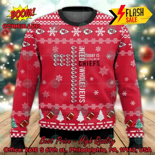 NFL Kansas City Chiefs Cross Today Is A Little Bit Of Chiefs Ugly Christmas Sweater