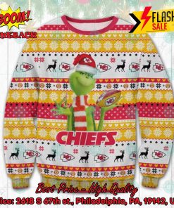 NFL Kansas City Chiefs Grinch Santa Hat Ugly Christmas Sweater