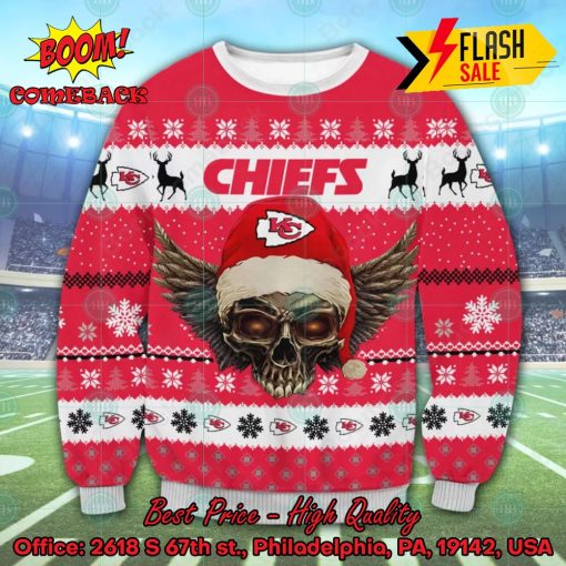 NFL Kansas City Chiefs Skull Wings Ugly Christmas Sweater