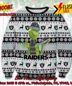 NFL Las Vegas Raiders Grinch Santa Hat Ugly Christmas Sweater