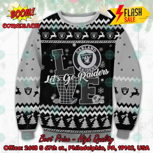 NFL Las Vegas Raiders Love Let’s Go Raiders Ugly Christmas Sweater