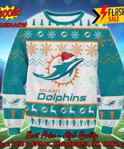 NFL Miami Dolphins Big Logo Santa Hat Ugly Christmas Sweater