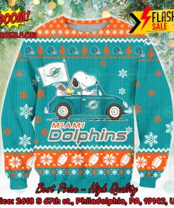 NFL Miami Dolphins Snoopy Driving Car Ugly Christmas Sweater