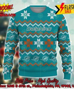 NFL Miami Dolphins Snowflake Ugly Christmas Sweater
