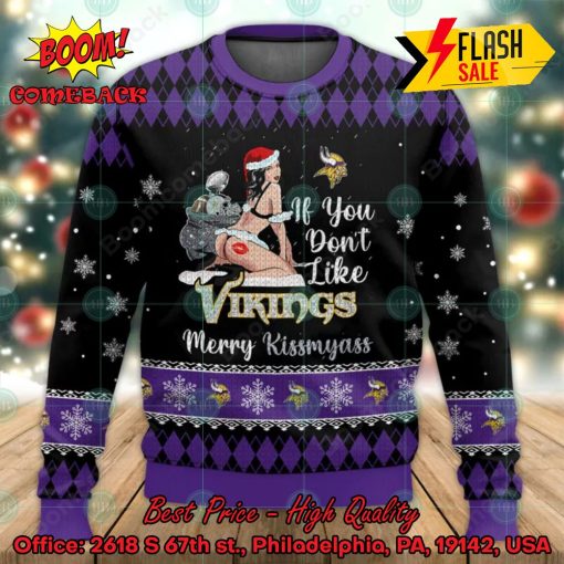 NFL Minnesota Vikings Sexy Girl Merry Kissmyass Ugly Christmas Sweater
