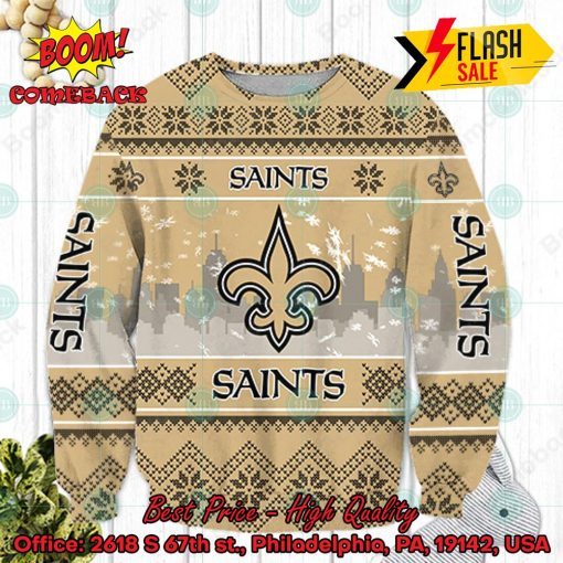 NFL New Orleans Saints Big Logo Ugly Christmas Sweater