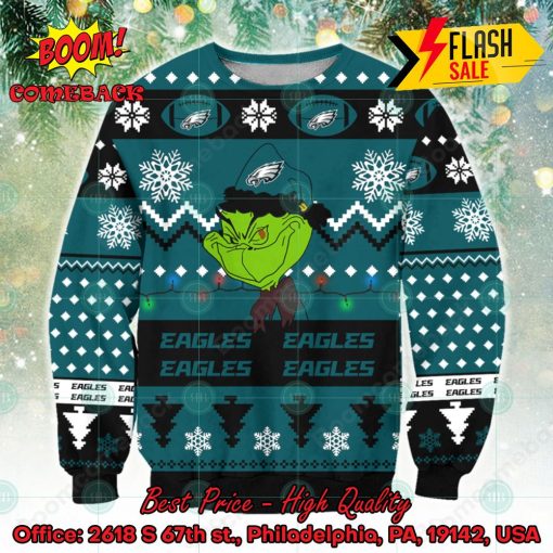 NFL Philadelphia Eagles Grinch Cunningly Smile Ugly Christmas Sweater