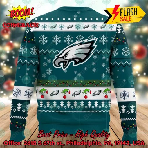 NFL Philadelphia Eagles Grinch Hand My Eagles Stole My Heart Ugly Christmas Sweater