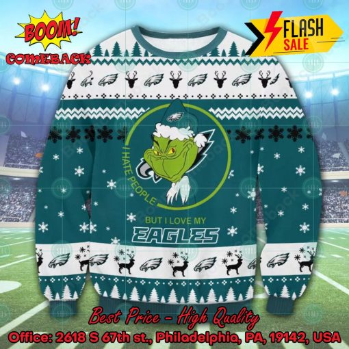 NFL Philadelphia Eagles Grinch I Hate People But I Love My Eagles Christmas Sweater