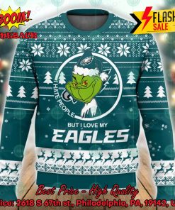 NFL Philadelphia Eagles Grinch I Hate People But I Love My Eagles Ugly Christmas Sweater