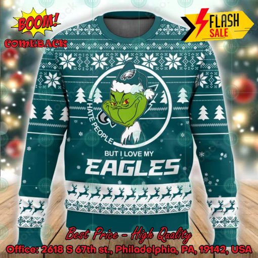 NFL Philadelphia Eagles Grinch I Hate People But I Love My Eagles Ugly Christmas Sweater