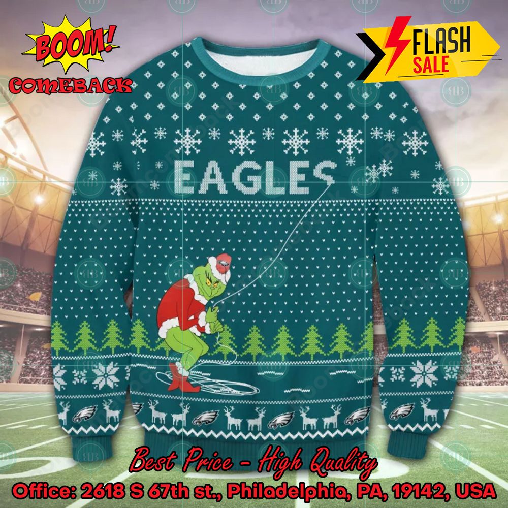 NFL Philadelphia Eagles Grinch I Hate People But I Love My Eagles Christmas Sweater