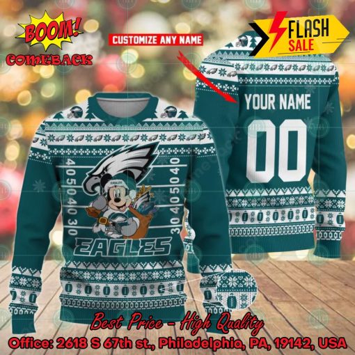 NFL Philadelphia Eagles Mickey Mouse Personalized Ugly Christmas Sweater