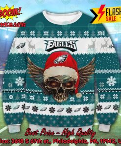 NFL Philadelphia Eagles Skull Wings Ugly Christmas Sweater