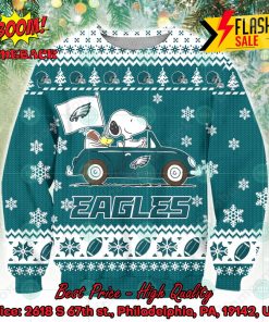NFL Philadelphia Eagles Snoopy Driving Car Ugly Christmas Sweater