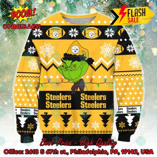 NFL Pittsburgh Steelers Grinch Cunningly Smile Ugly Christmas Sweater