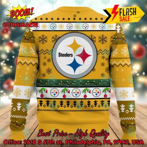 NFL Pittsburgh Steelers Grinch Hand My Steelers Stole My Heart Ugly Christmas Sweater