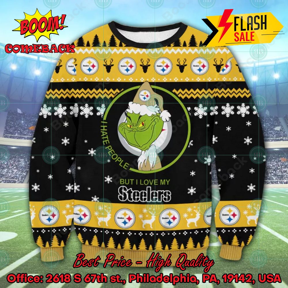 NFL Pittsburgh Steelers Grinch Cunningly Smile Ugly Christmas Sweater