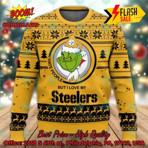 NFL Pittsburgh Steelers Grinch I Hate People But I Love My Steelers Ugly Christmas Sweater