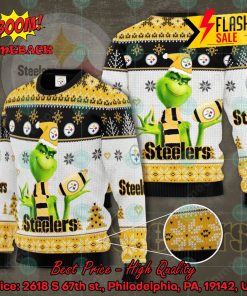 NFL Pittsburgh Steelers Grinch Santa Hat Pine Tree Ugly Christmas Sweater