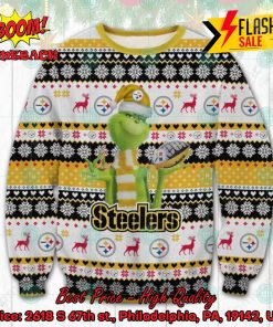 NFL Pittsburgh Steelers Grinch Santa Hat Ugly Christmas Sweater